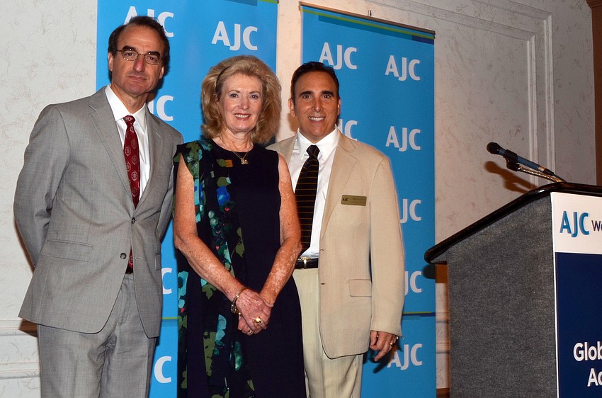Keynote Speaker Jason Isaacson, AJC West Coast Florida Regional President Anne Virag and AJC West Coast Florida Regional Director Brian Lipton