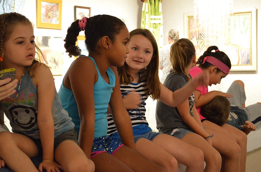 Lanie Fineman, Jillian Davidson and Morgan Martin have fun between art projects