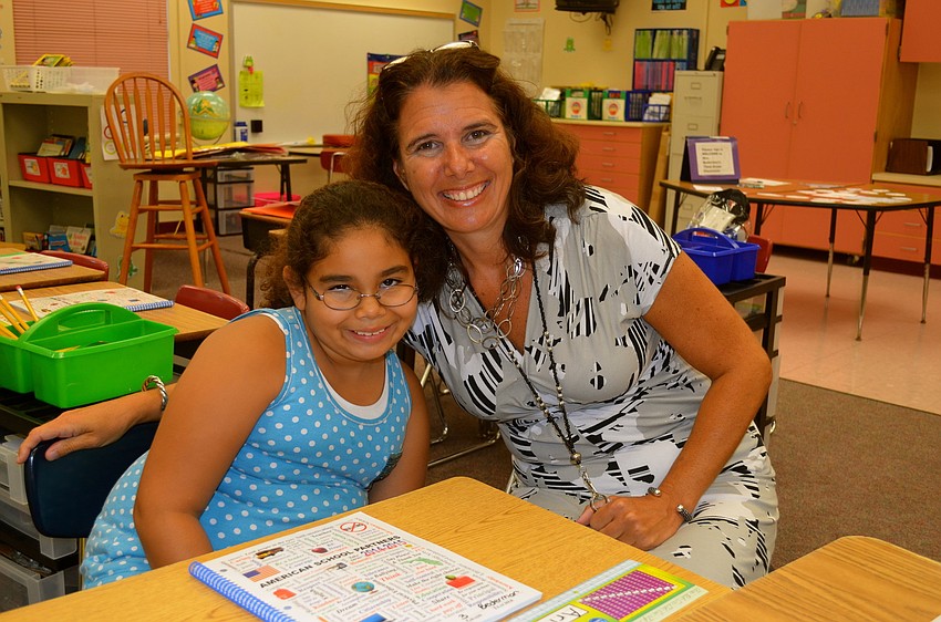 Aricelia Ramirez and her new teacher, Lori Bederman.