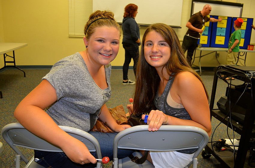 Camden Beverly and Emma Metzler wait for their turn to answer questions.
