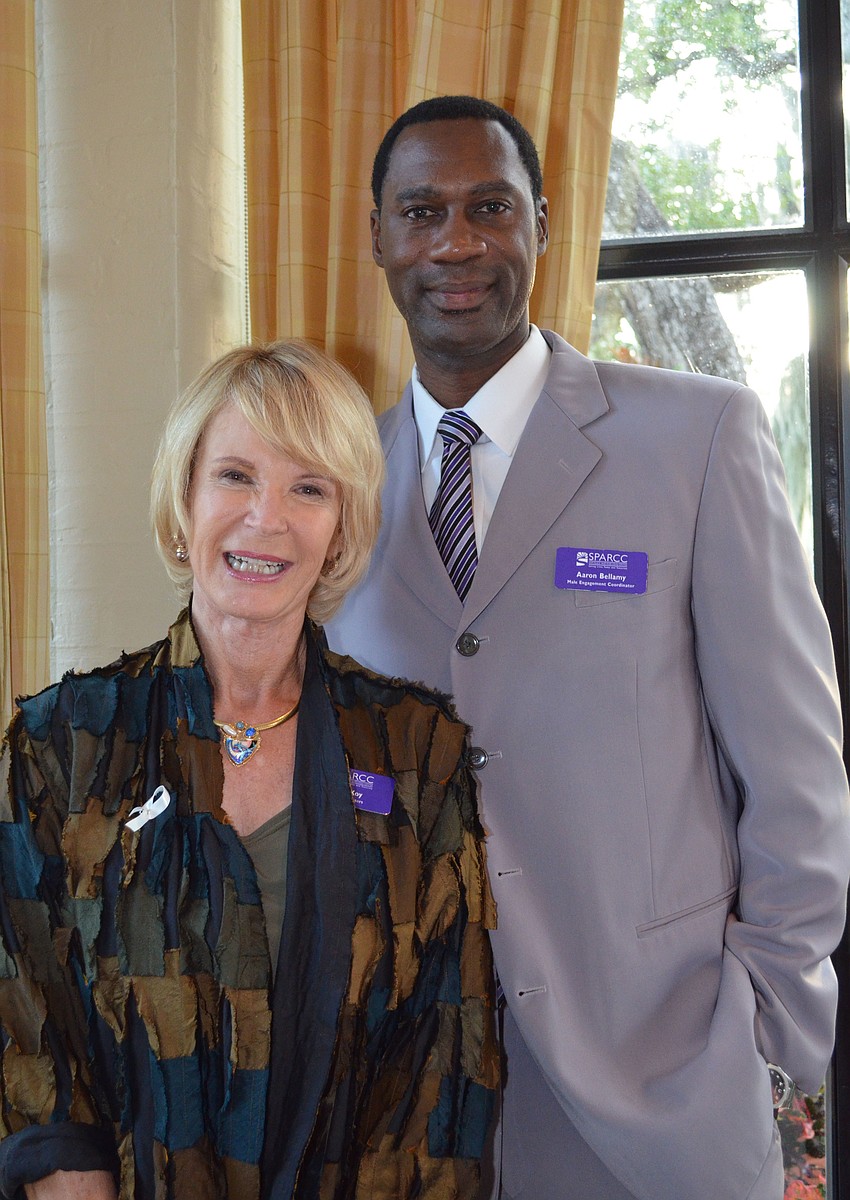 SPARCC board member Lynne Kay and new Male Engagement Coordinator Aaron Bellamy.