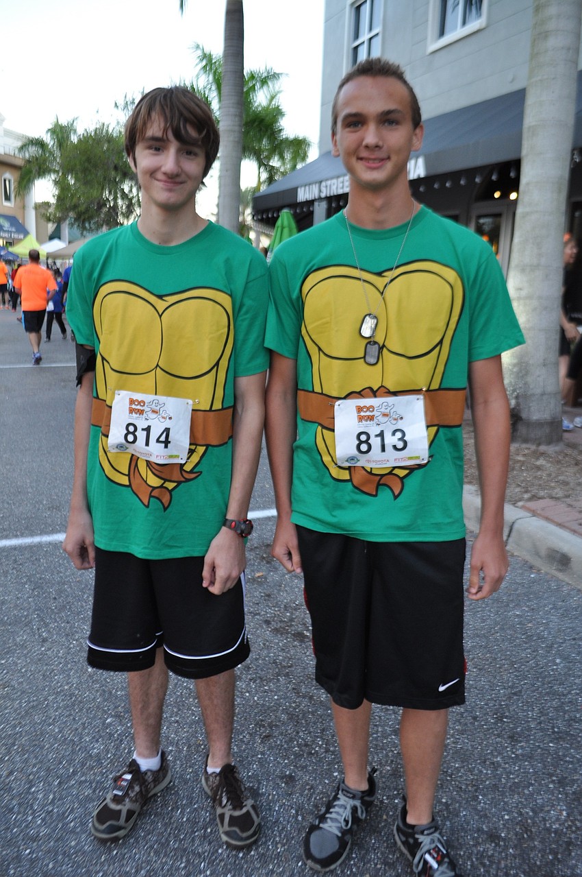 Braden River High's Tyler Falco and Said Johansen come as ninja turtles.