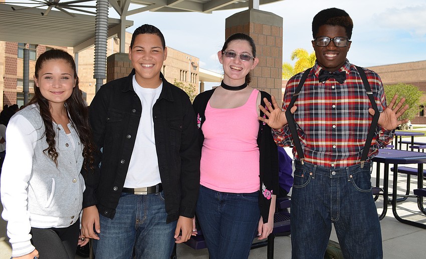 Faith Ellis, Jose Correa, Amanda Baxter and Davion Langston dressed for the 1950s.