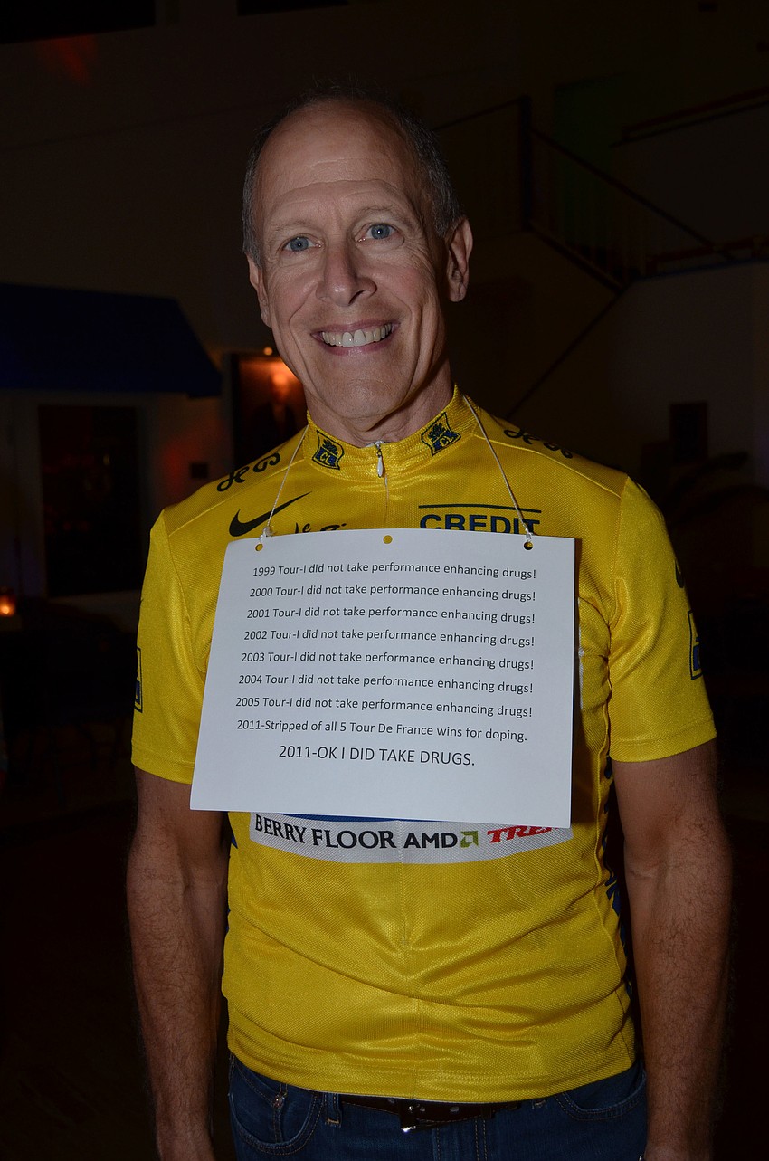 Alan Gillis made a statement with his costume of cyclist Lance Armstrong.