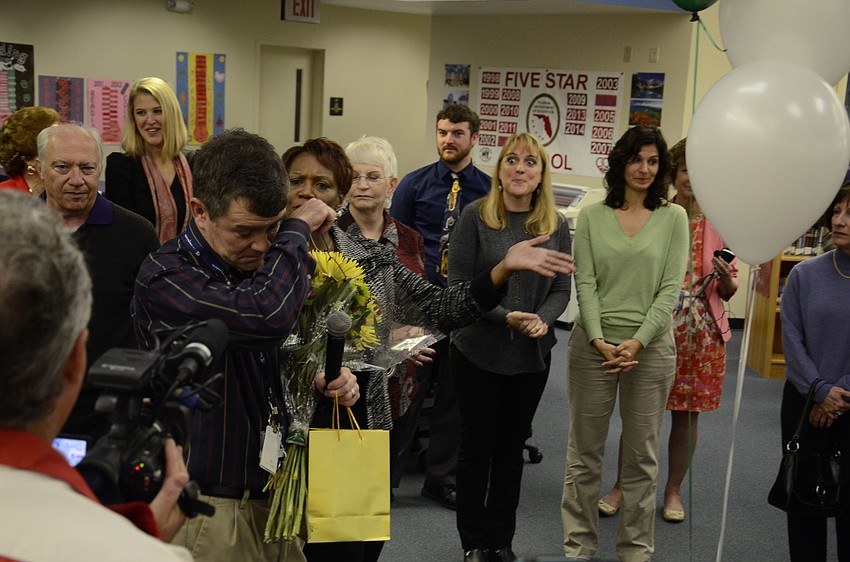Edward Hashley said he was overwhelmed from receiving the elementary teacher award. 