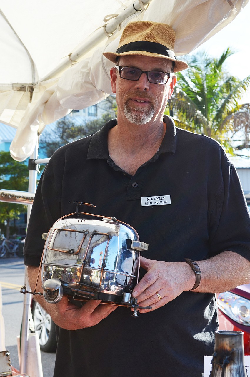 Dick Cooley is the artist behind Metal Sculpture which recycles metal pieces like spark plugs, spoons and gears