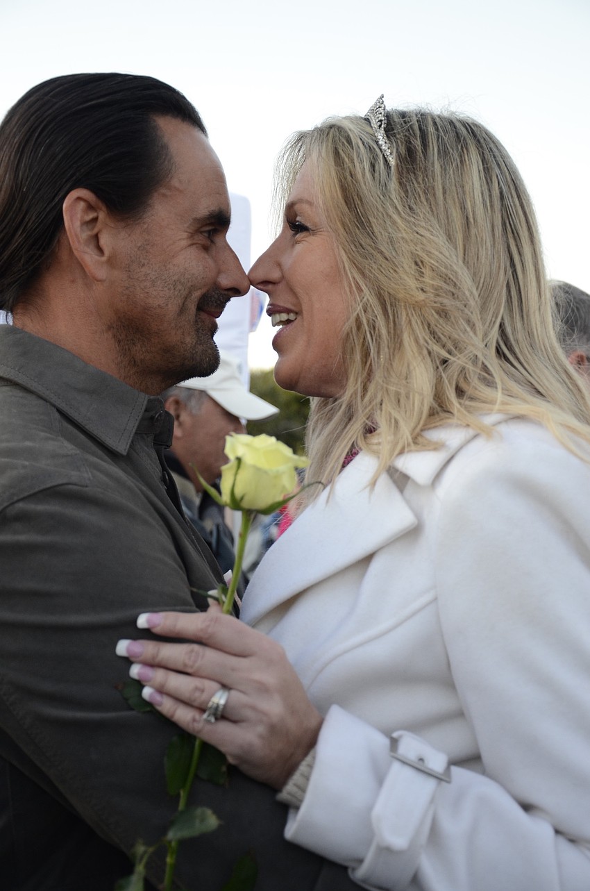 Peter and Heather Sarkadi stayed nose to nose during the vow renewal.
