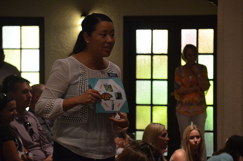 Rev. Melanie Kim teaches the students about butterflies.