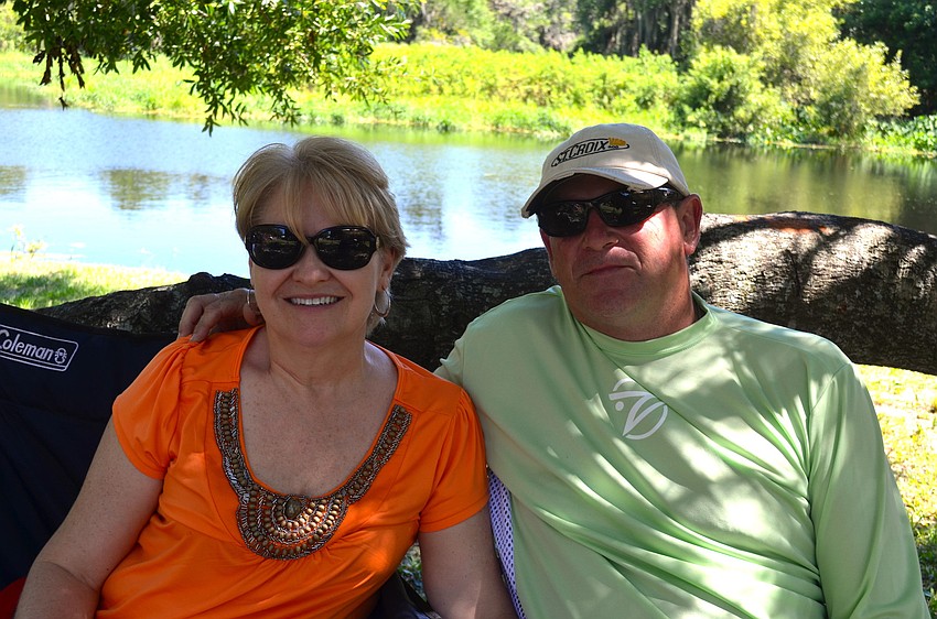 Tammy and Steven Davidson find a spot with a view.