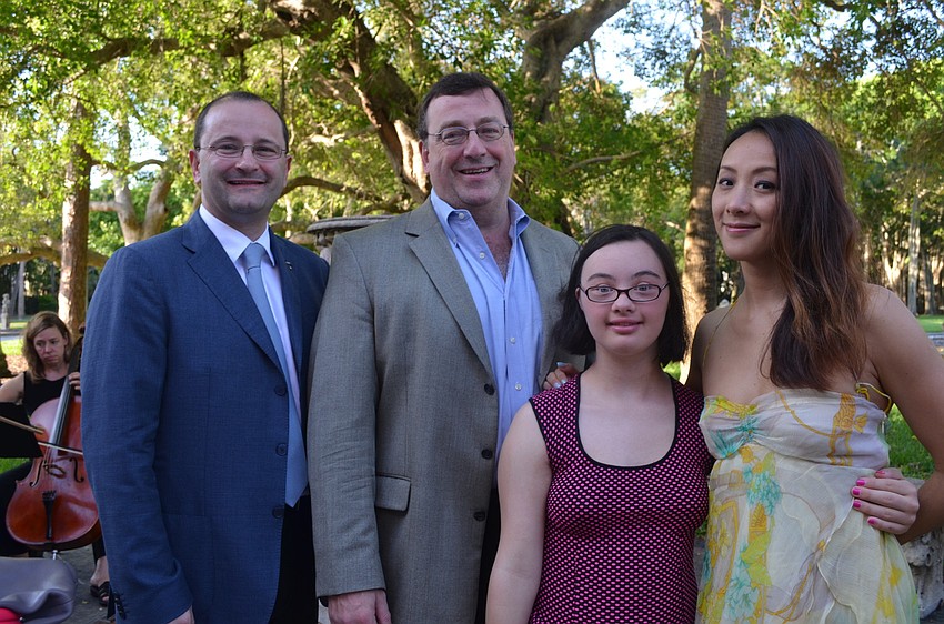 Patrick Baumann, Kevin and Kendall Tripp with Modern Pentathlon Secretary General Shiny Fang