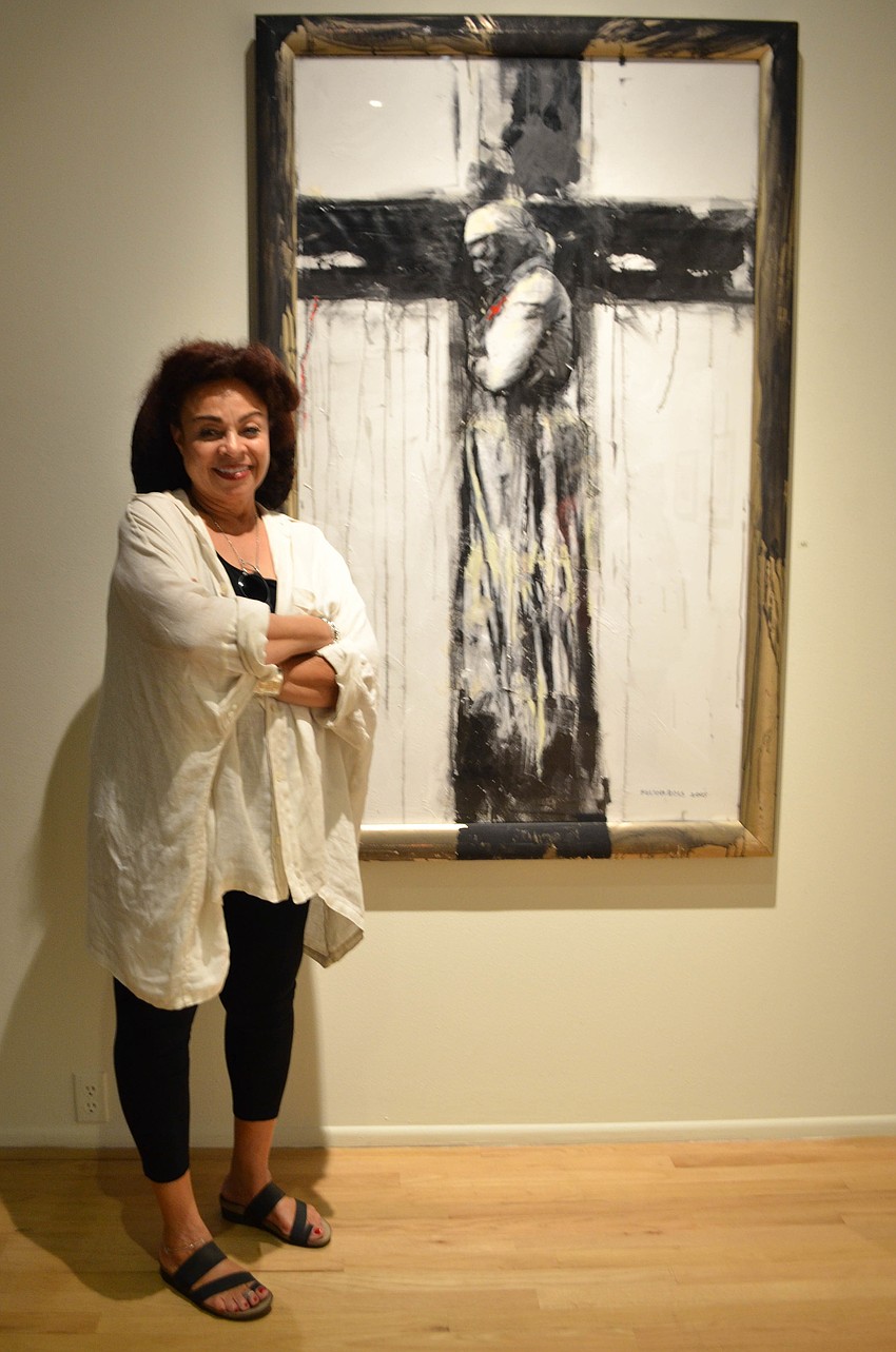 Gale Fulton Ross with her piece 