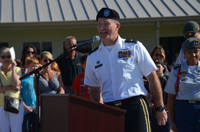 Frank Laudano, SMA commandant and CFO, makes the opening remarks.