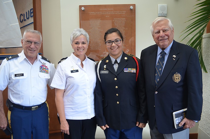 Col. Benjamin M. Knisely, Victoria Finley, Gracie Cespedes and Admiral Logan Malone