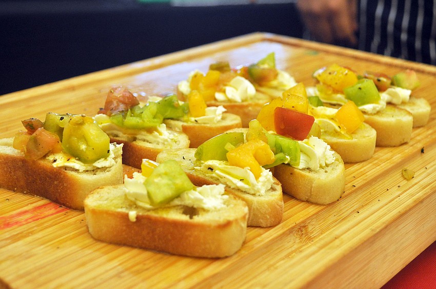 Caragiulos prepared its heirloom tomato crostini at A Taste of Downtown.