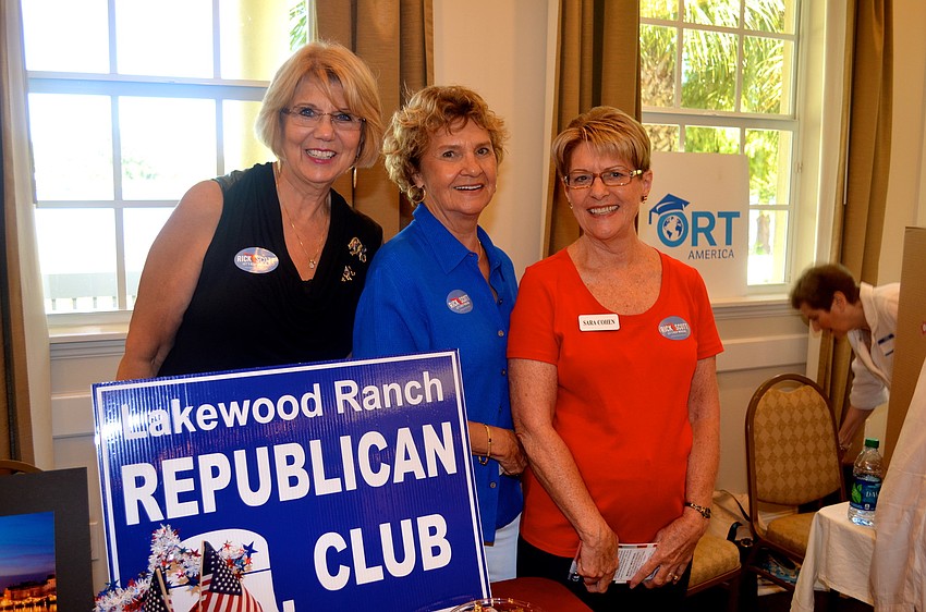 Lakewood Ranch Republican Club members Sherry Ogrodnik, Judy Kenney-Martire and Sara Cohen support their political party.