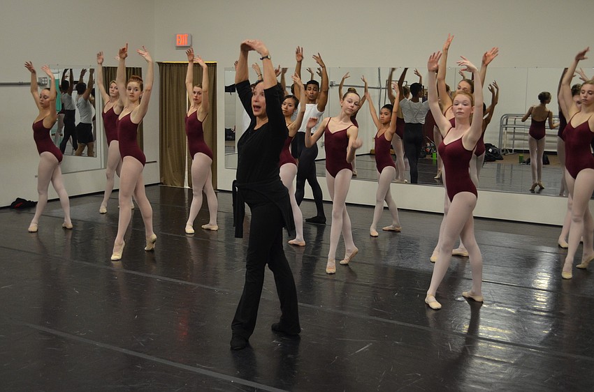 Virginia Johnson and the Margaret Barbieri Conservatory of Dance upper-level students.