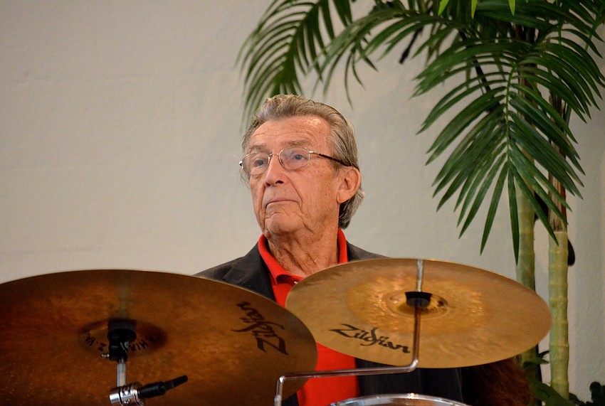 Al Hixon plays drums during â€œOnward, Christian Soldiers.â€