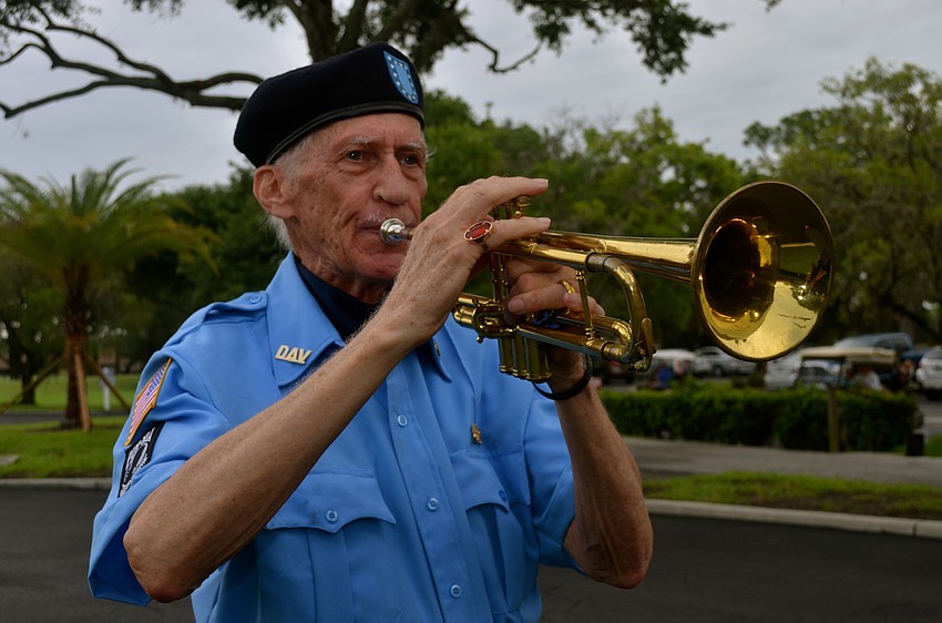 Tom Martin, of Disabled American Veterans, has played the same trumpet since he was 15.