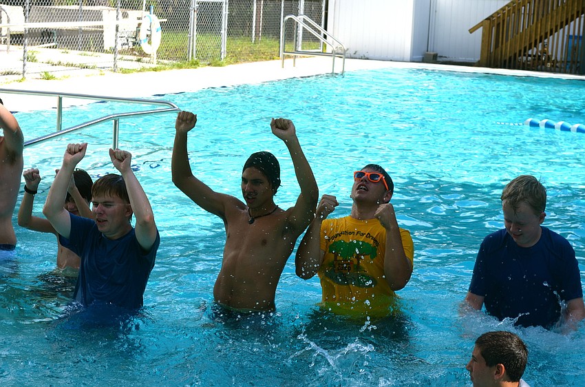 Members of team Mexico learned a synchronized swim routine in the camp's pool.