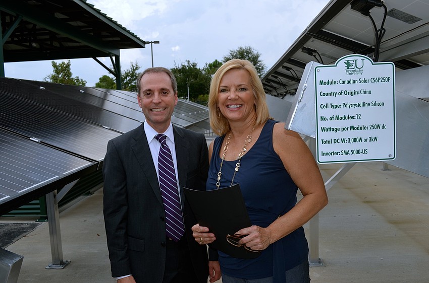 Everglades University graduate Diana Linville with Shane Strum.