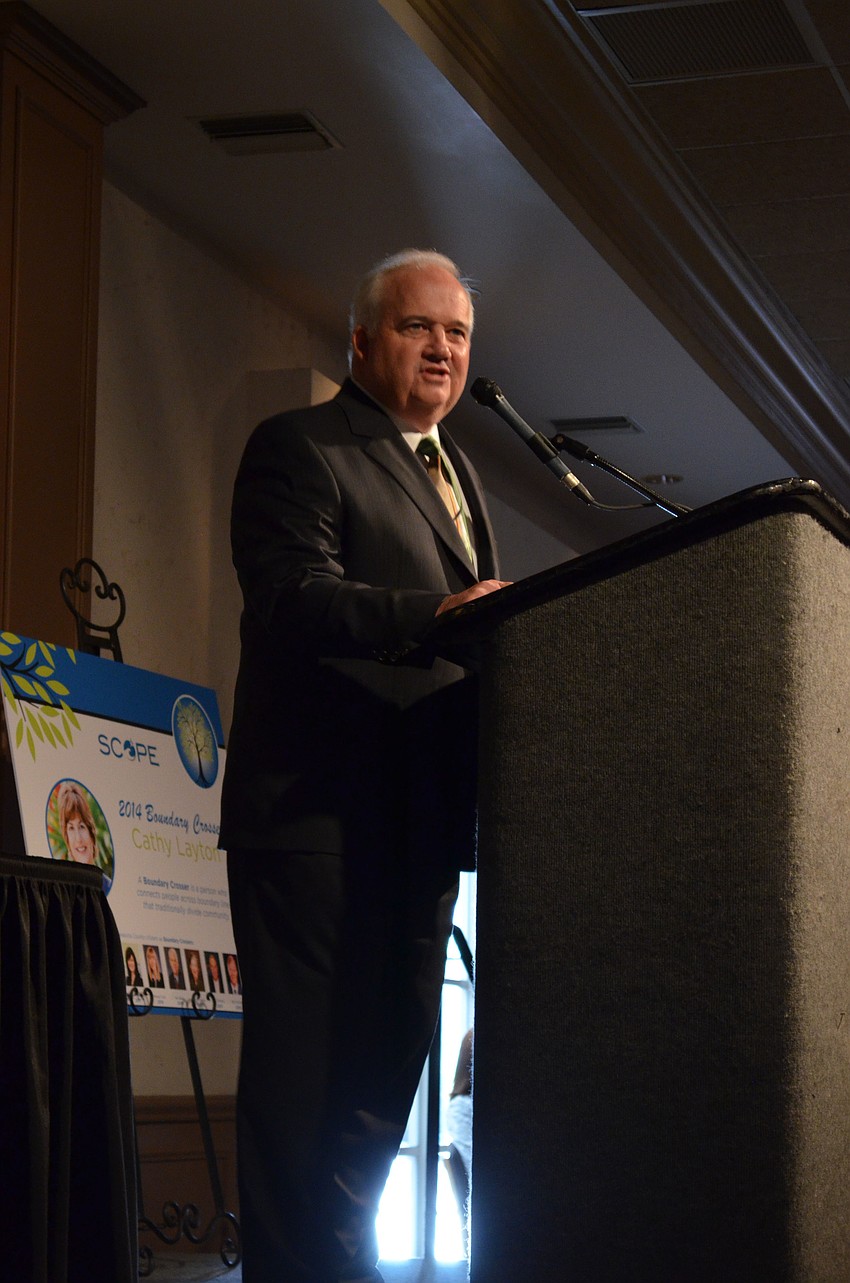 SCOPE chairman, Rob Jane greets guests and explains the importance of boundary crossers.