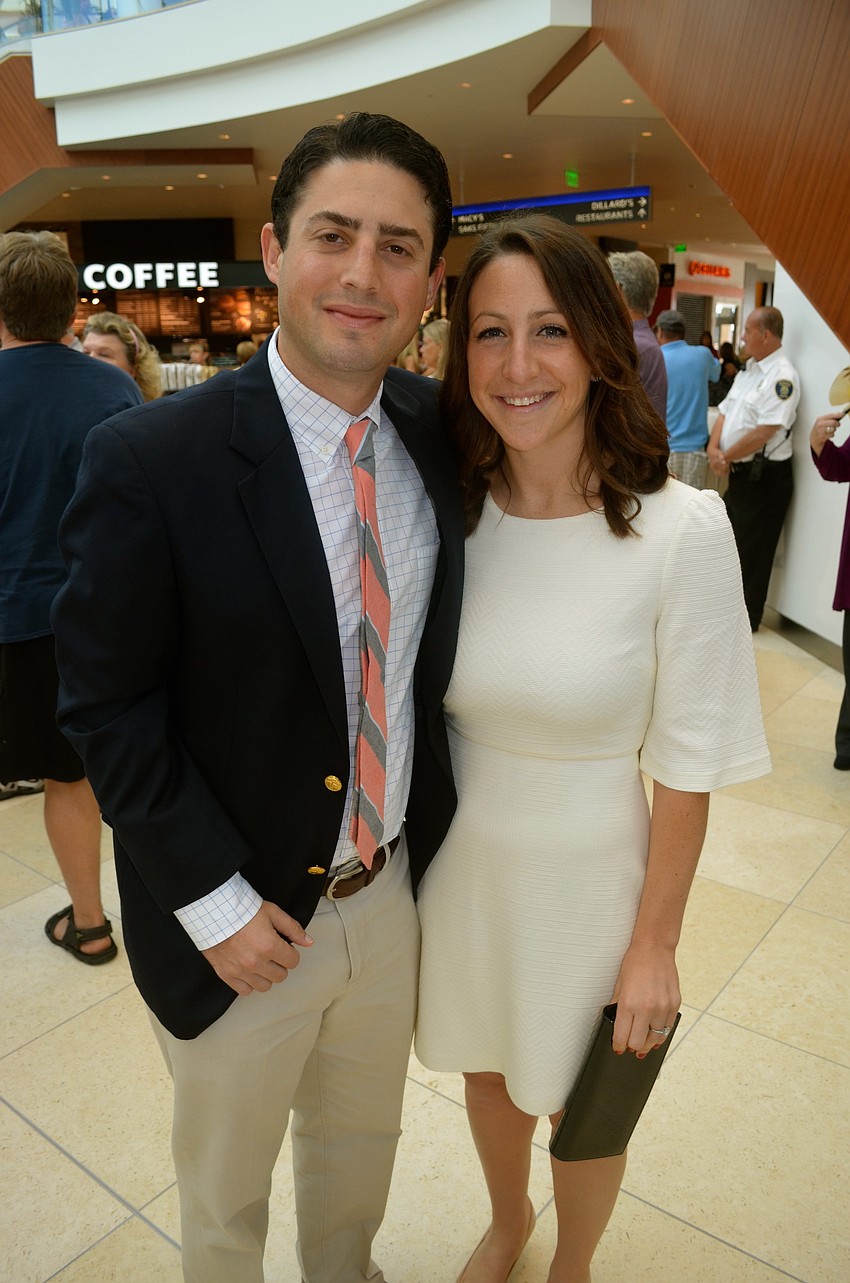 Evan Benderson and Rachel Berkum celebrate the mall's opening.