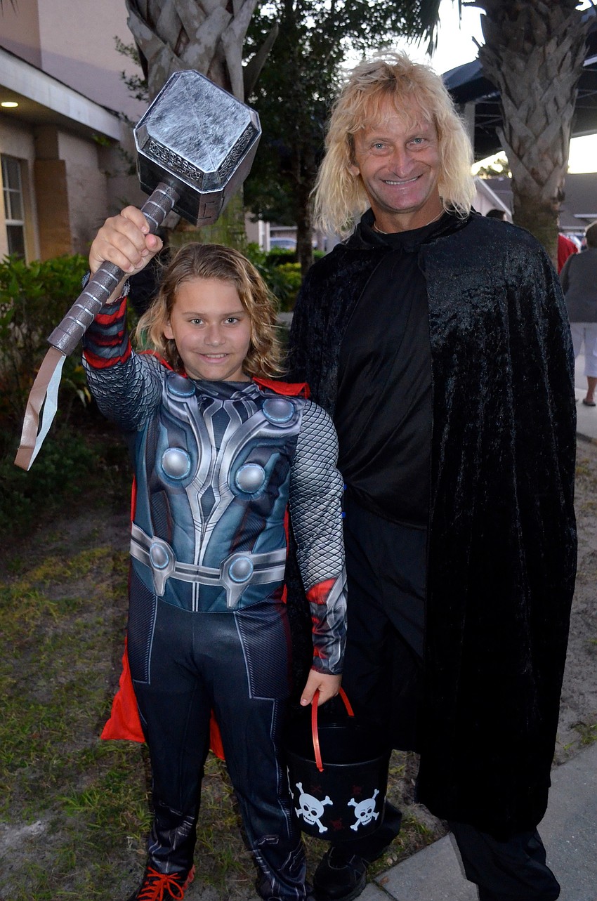 Sebastian Blaszak and his father, Bruno, get into character.