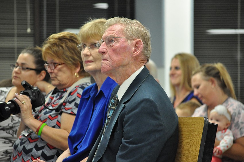 Dr. William Bashaw, the school's namesake, watches.