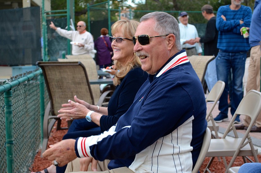 Dale Kowalyk enjoys the tennis match.