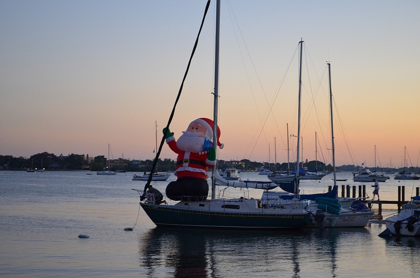 Boats were decorated for the Holiday Boat Parade of Lights in Sarasota Bay.