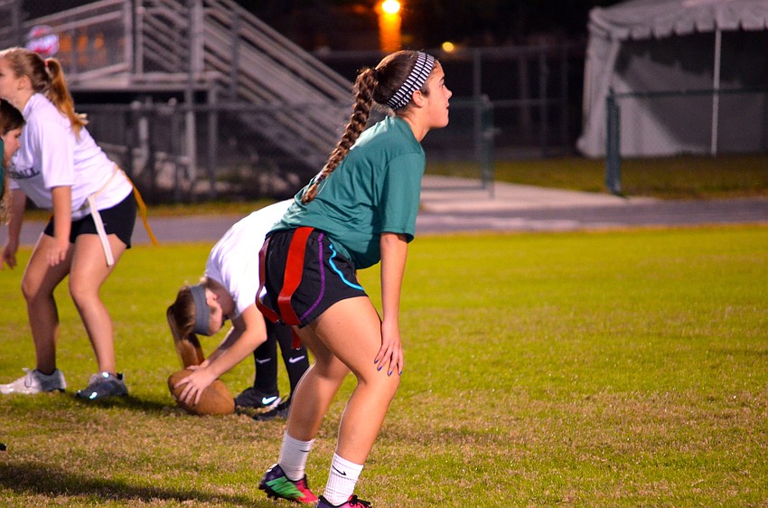 Mackenzie Fisher braces for the freshmen team's next move.