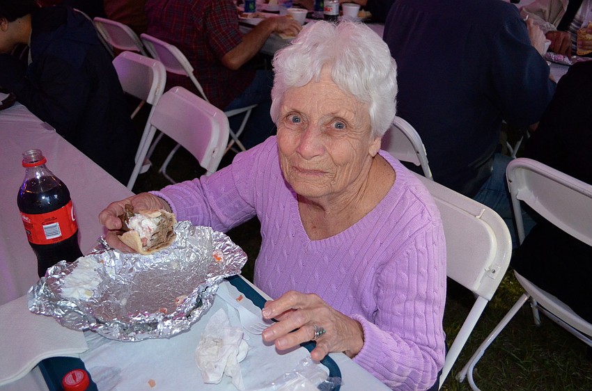 Gloria Flandley enjoys a gyro at the Glendi.