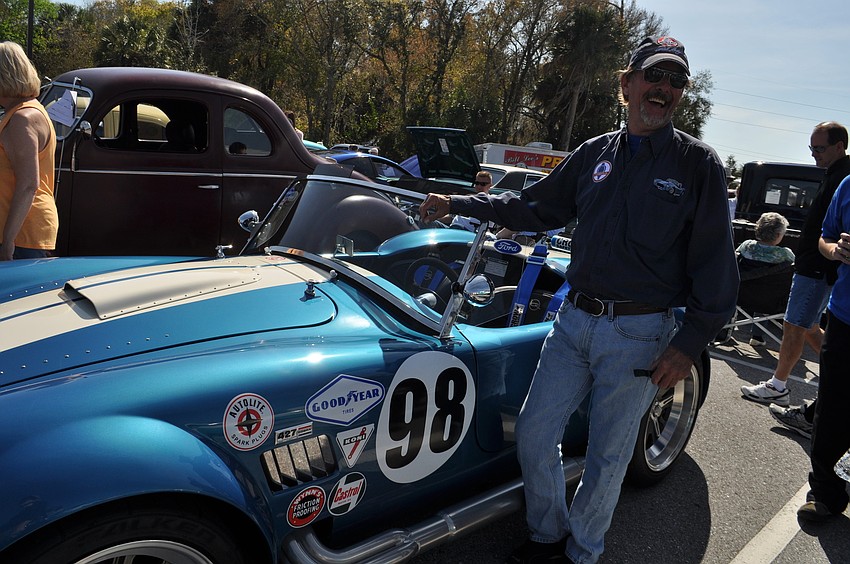 Michael Locke chats with spectators about his 1965 Cobra.