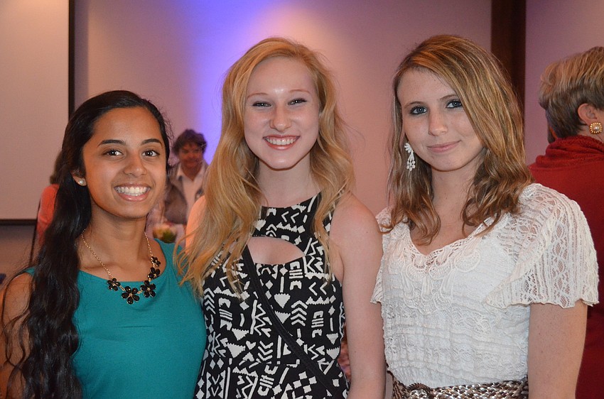 â€œExcellence in Leadershipâ€ Scholarship honoree Kimberly Menezes, Julia Harrison and Colette Winkler