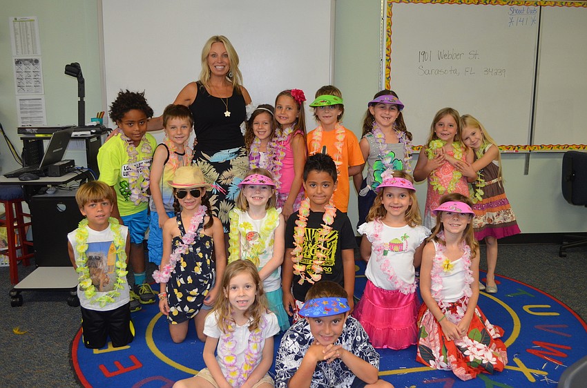 Amy Pedler with her first grade class.