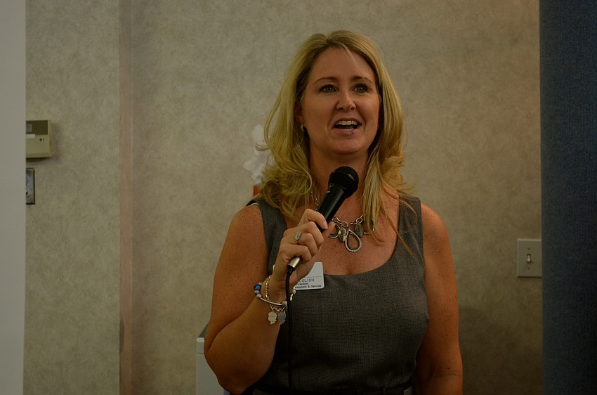 Chamber Vice President of Membership Development Kim Galglish speaks to participants.