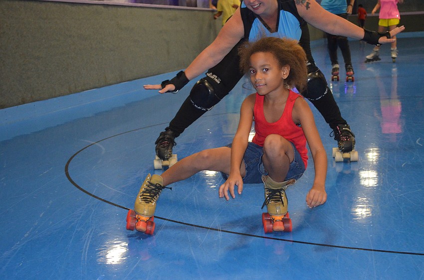 Jasmine Hillard tries a trick.