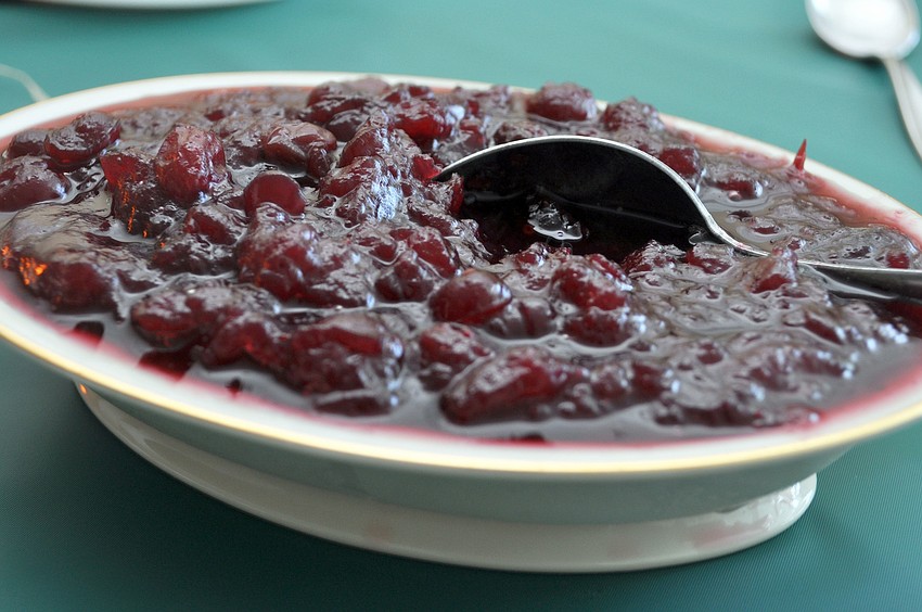 A Thanksgiving Dinner is not complete without cranberry sauce.