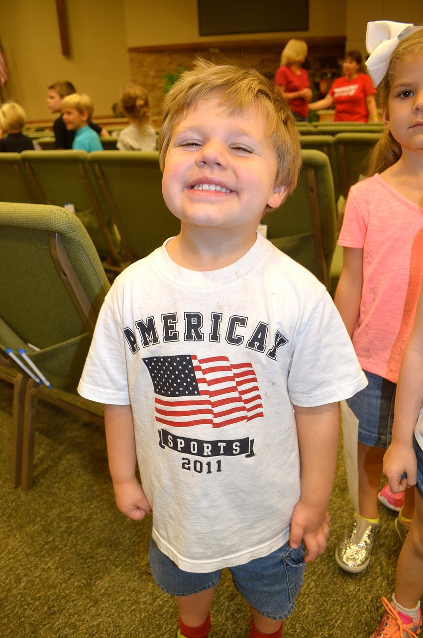 Nate Carter shows off his red, white and blue.
