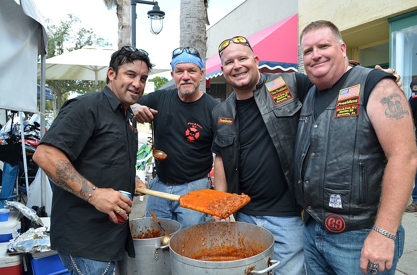 Ted Hastings, George Toms, Eric Jackson and Michael Lynch of the Fire & Iron Motorcycle Club for Station 39.