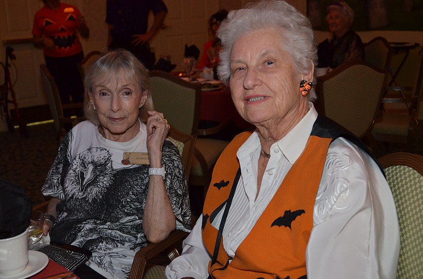 Jan Marcuri and Margrit Messenheimer attend the Glenridge Halloween party.