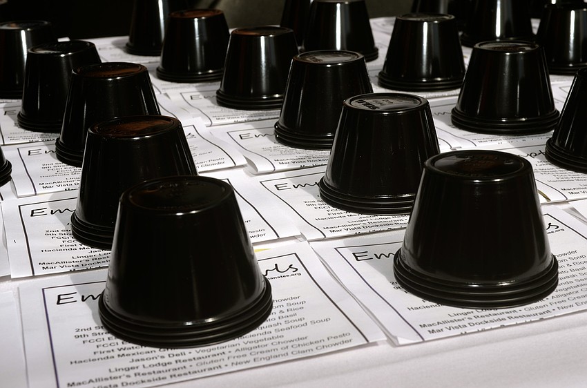 With the $25 admission fee, patrons received three cups for soup tasting.