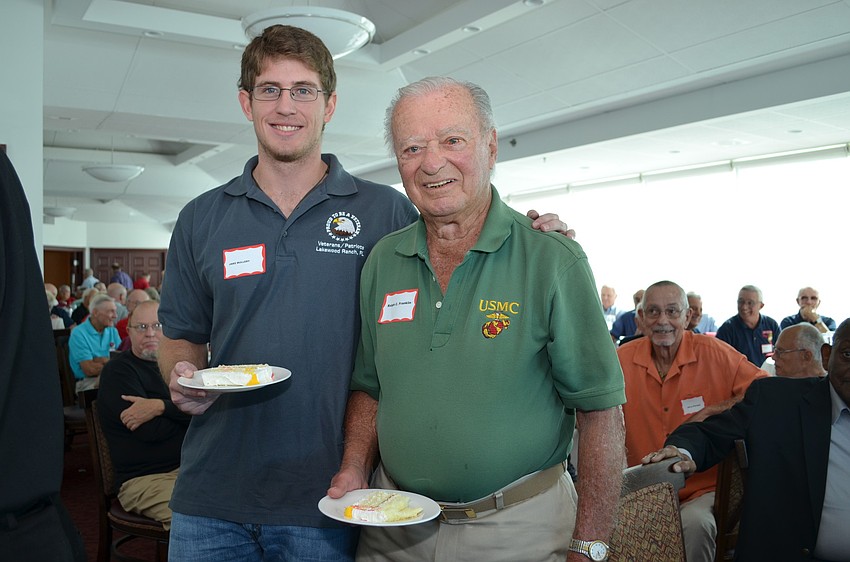 The youngest and eldest marines for the luncheon Jake Mullery and Ralph C. Franklin.