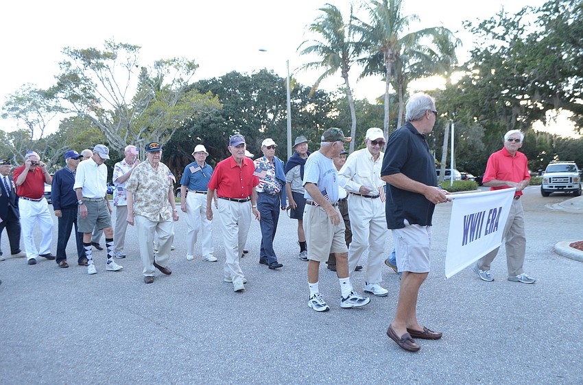 Many World War II veterans walked the parade route, while others were driven in a convertible.