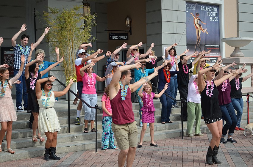 Cast and fans dancing to a remixed version of 