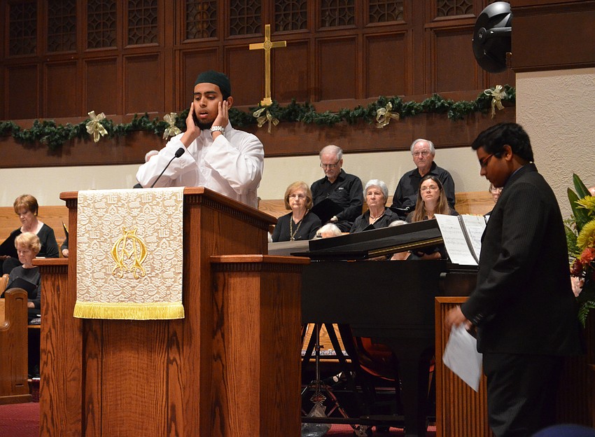 Atif Siddique performs a call to prayer.