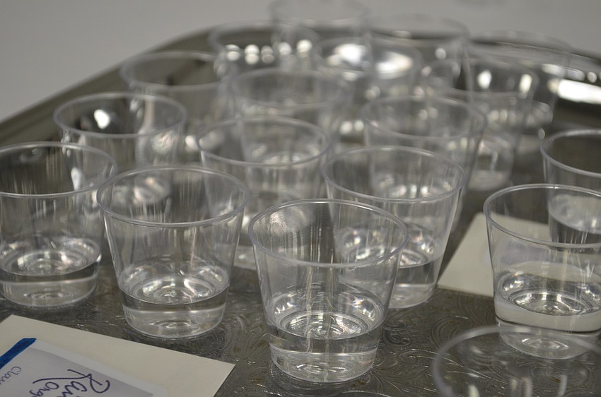 Guests took shots of vodka while enjoying latkes.