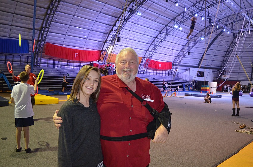 Jack Dean, of G. Fried Flooring, with granddaughter Denise Schlink, a student at Sarasota Circus Academy