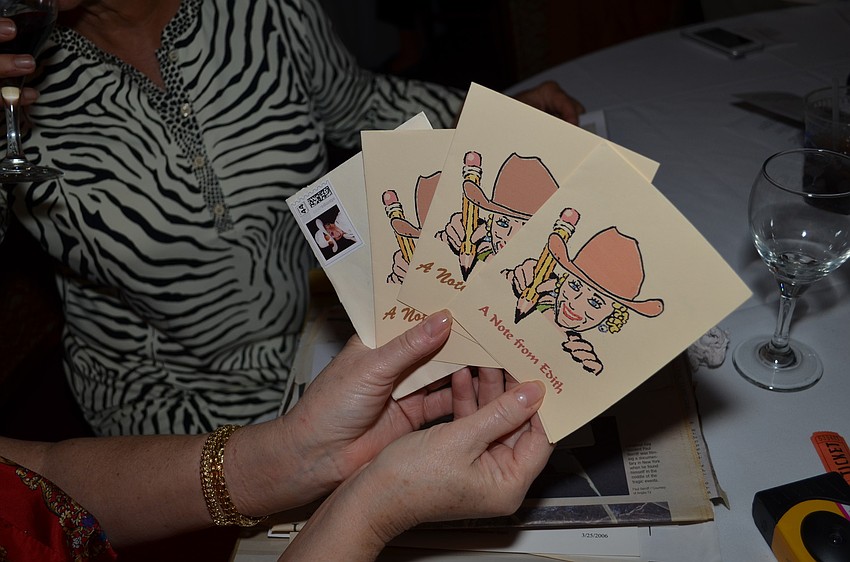 Karen Harding kept thank-you notes and birthday cards from Edith Barr Dunn.