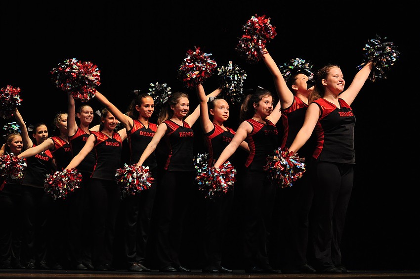 Braden River Middle's team dances a pom routine.